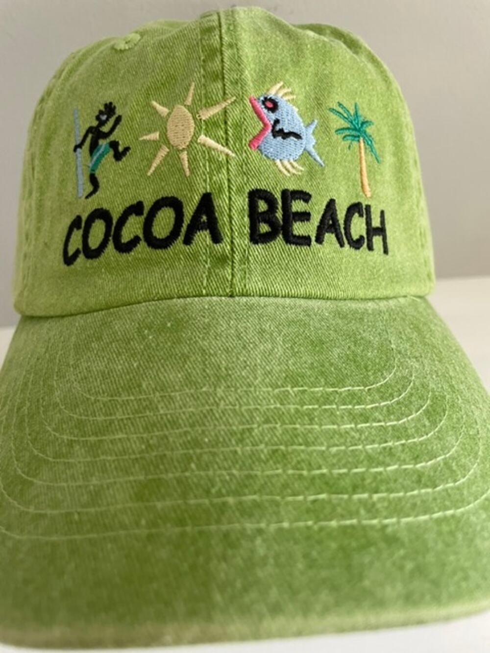 Cocoa Beach Embroidered Tropical Dad Hat Green Adjustable Vacation Cap USA